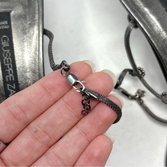 Giuseppe Zanotti Vicini Vintage 90s Y2K Mesh Chain Minimalist Kitten Sandal Heel - Picture 10 of 15